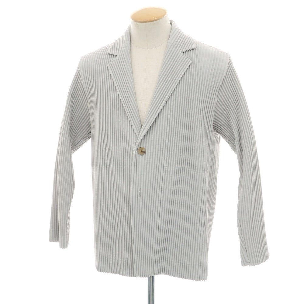 【中古】オム プリッセ イッセイミヤケ HOMME PLISSE ISSEY MIYAKE プリーツ加工 ポリエステル 2B カジュアルジャケット ライトグレー【 1 】【 状態ランクA 】【 メンズ 】