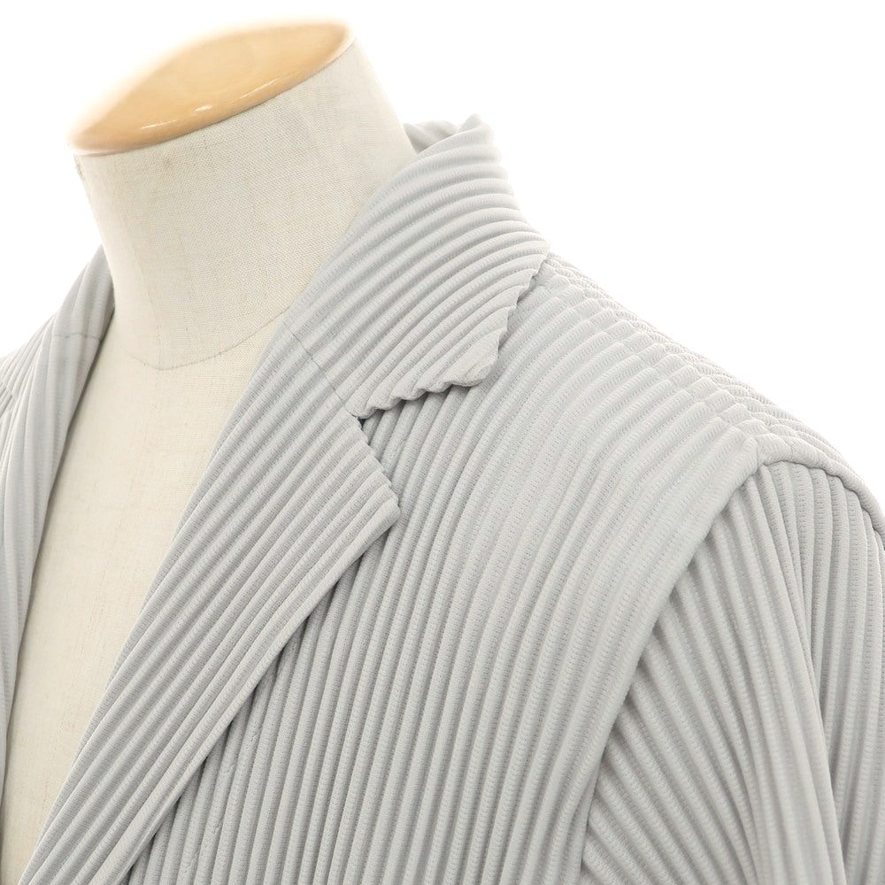 【中古】オム プリッセ イッセイミヤケ HOMME PLISSE ISSEY MIYAKE プリーツ加工 ポリエステル 2B カジュアルジャケット ライトグレー【 1 】【 状態ランクA 】【 メンズ 】