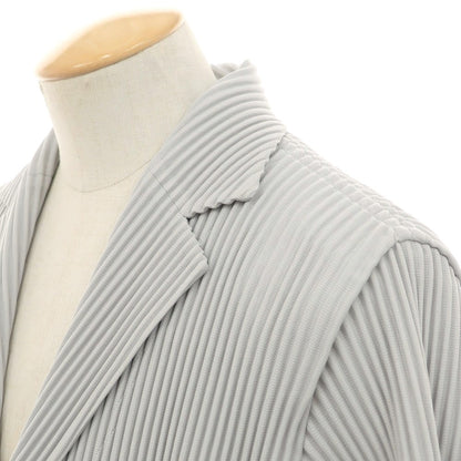 【中古】オム プリッセ イッセイミヤケ HOMME PLISSE ISSEY MIYAKE プリーツ加工 ポリエステル 2B カジュアルジャケット ライトグレー【 1 】【 状態ランクA 】【 メンズ 】