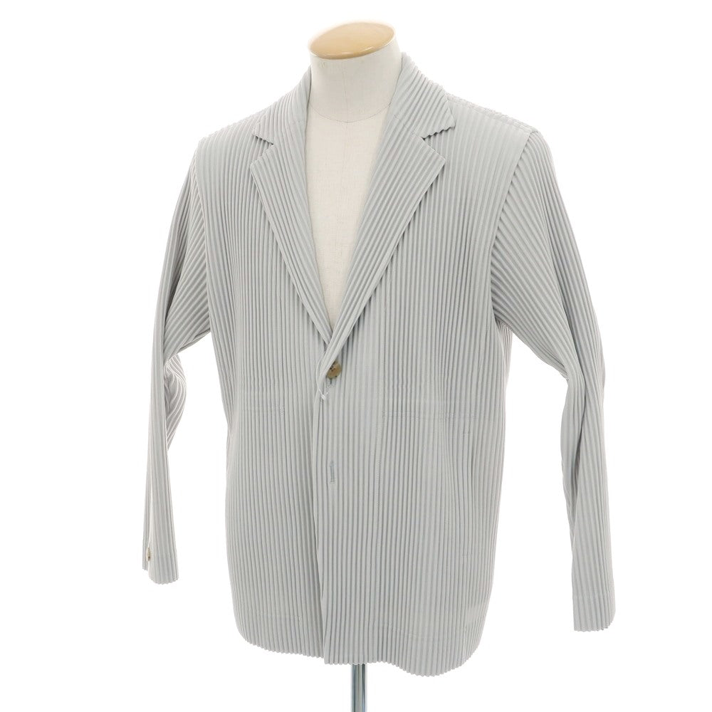【中古】オム プリッセ イッセイミヤケ HOMME PLISSE ISSEY MIYAKE プリーツ加工 ポリエステル 2B カジュアルジャケット ライトグレー【 1 】【 状態ランクA 】【 メンズ 】