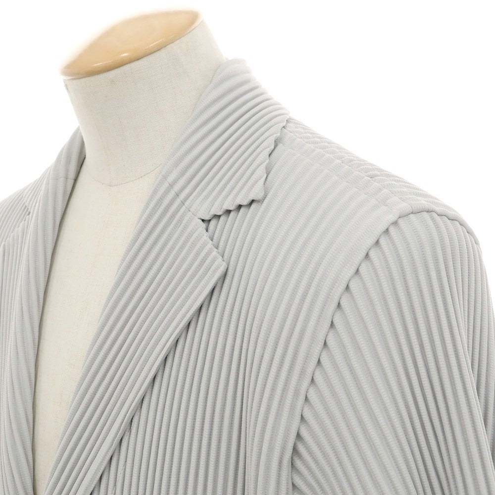 【中古】オム プリッセ イッセイミヤケ HOMME PLISSE ISSEY MIYAKE プリーツ加工 ポリエステル 2B カジュアルジャケット ライトグレー【 1 】【 状態ランクA 】【 メンズ 】