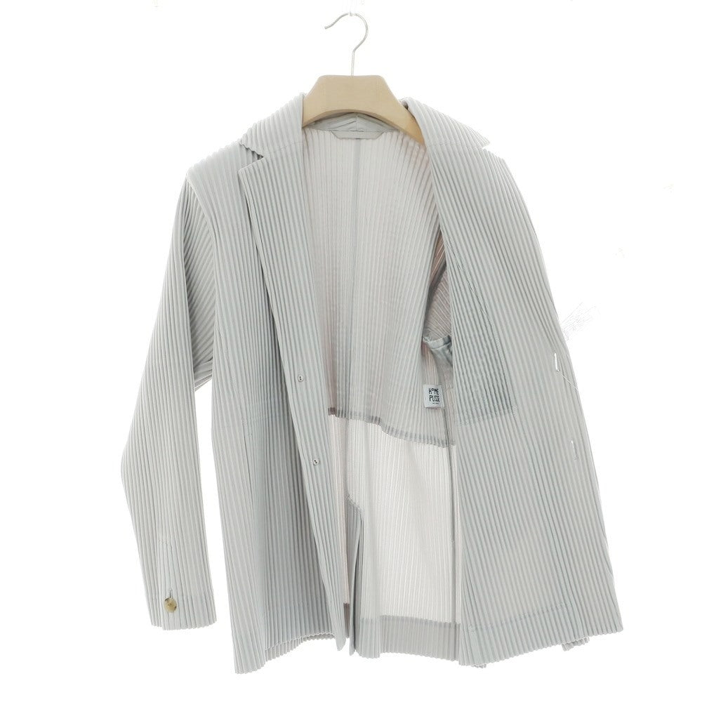 【中古】オム プリッセ イッセイミヤケ HOMME PLISSE ISSEY MIYAKE プリーツ加工 ポリエステル 2B カジュアルジャケット ライトグレー【 1 】【 状態ランクA 】【 メンズ 】