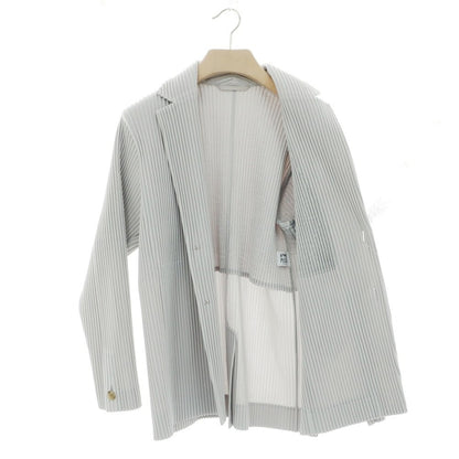 【中古】オム プリッセ イッセイミヤケ HOMME PLISSE ISSEY MIYAKE プリーツ加工 ポリエステル 2B カジュアルジャケット ライトグレー【 1 】【 状態ランクA 】【 メンズ 】