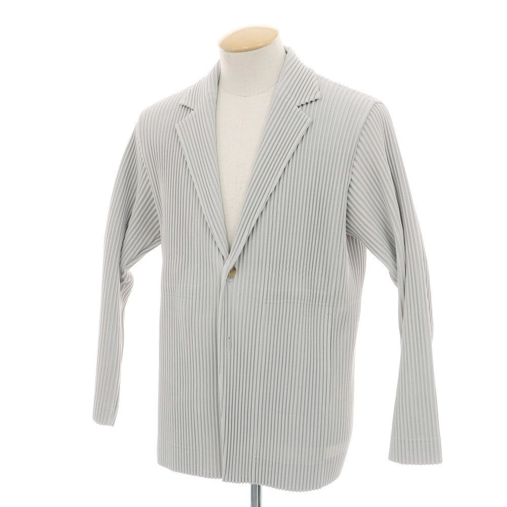【中古】オム プリッセ イッセイミヤケ HOMME PLISSE ISSEY MIYAKE プリーツ加工 ポリエステル 2B カジュアルジャケット ライトグレー【 1 】【 状態ランクA 】【 メンズ 】