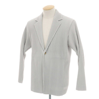 【中古】オム プリッセ イッセイミヤケ HOMME PLISSE ISSEY MIYAKE プリーツ加工 ポリエステル 2B カジュアルジャケット ライトグレー【 1 】【 状態ランクA 】【 メンズ 】