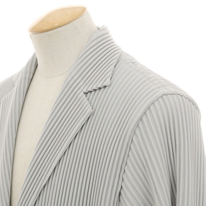 【中古】オム プリッセ イッセイミヤケ HOMME PLISSE ISSEY MIYAKE プリーツ加工 ポリエステル 2B カジュアルジャケット ライトグレー【 1 】【 状態ランクA 】【 メンズ 】
