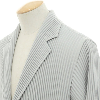 【中古】オム プリッセ イッセイミヤケ HOMME PLISSE ISSEY MIYAKE プリーツ加工 ポリエステル 2B カジュアルジャケット ライトグレー【 1 】【 状態ランクA 】【 メンズ 】