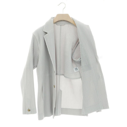 【中古】オム プリッセ イッセイミヤケ HOMME PLISSE ISSEY MIYAKE プリーツ加工 ポリエステル 2B カジュアルジャケット ライトグレー【 1 】【 状態ランクA 】【 メンズ 】