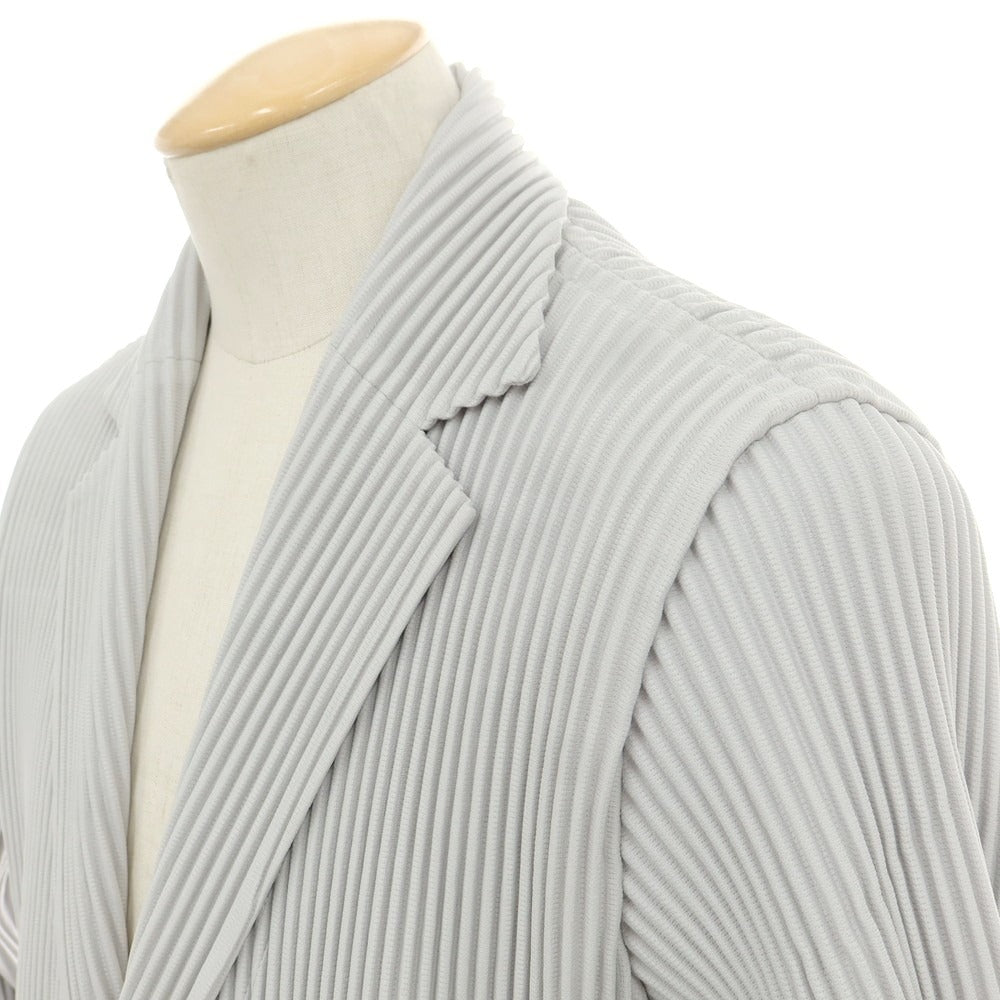 【中古】オム プリッセ イッセイミヤケ HOMME PLISSE ISSEY MIYAKE プリーツ加工 ポリエステル カジュアルジャケット ライトグレー【 1 】【 状態ランクA 】【 メンズ 】