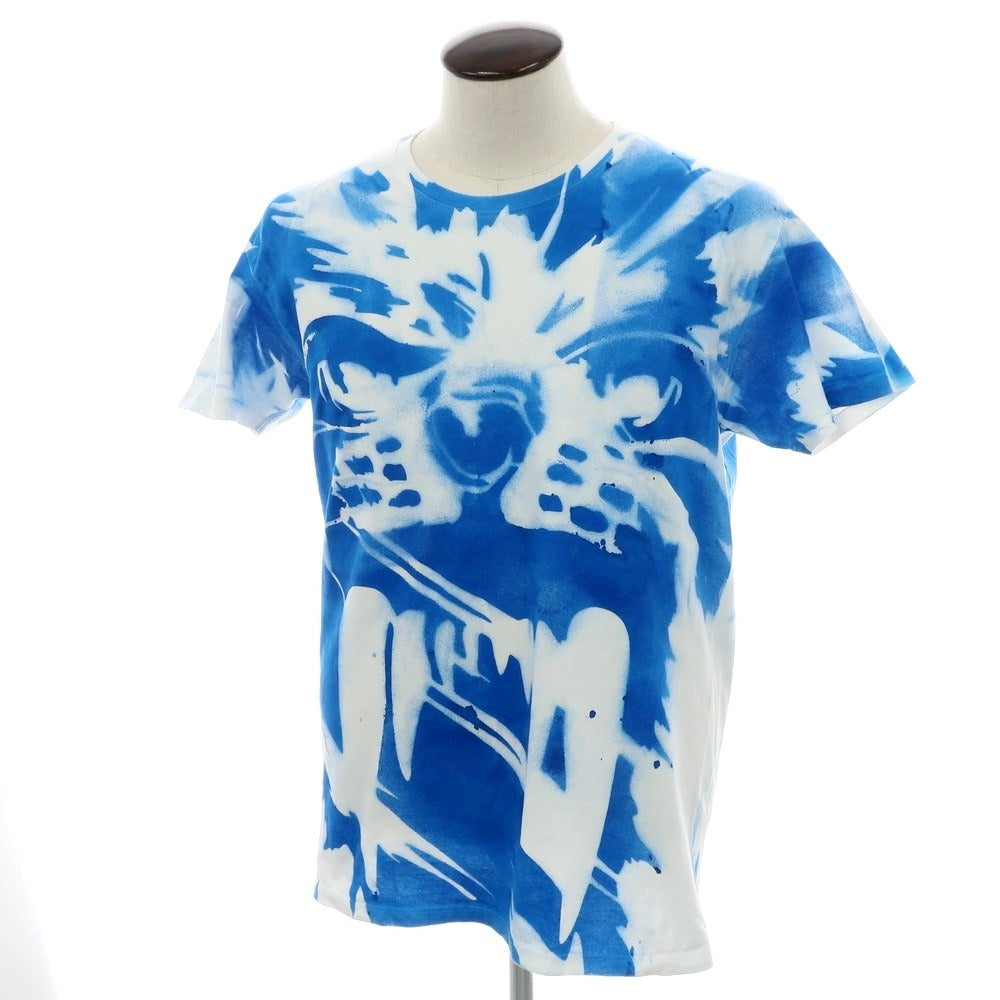 【中古】ジェリット ジェイコブ Gerrit Jacob プリント コットン 半袖Ｔシャツ ブルーxホワイト【サイズL】【 状態ランクB 】【 メンズ 】[EPD]