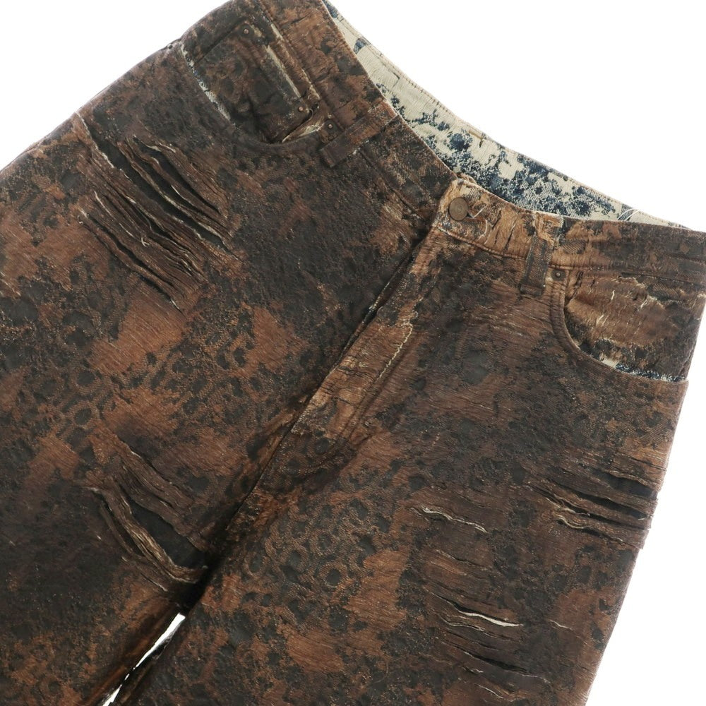 [Used] Acne Studios 2023 DISTRESSED MONOGRAM COATING Cotton Denim Pants Brown [28] [Condition Rank B] [Men&