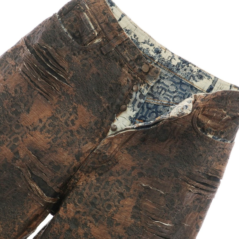 [Used] Acne Studios 2023 DISTRESSED MONOGRAM COATING Cotton Denim Pants Brown [28] [Condition Rank B] [Men&