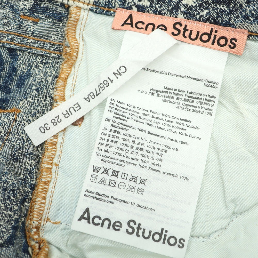 [Used] Acne Studios 2023 DISTRESSED MONOGRAM COATING Cotton Denim Pants Brown [28] [Condition Rank B] [Men&