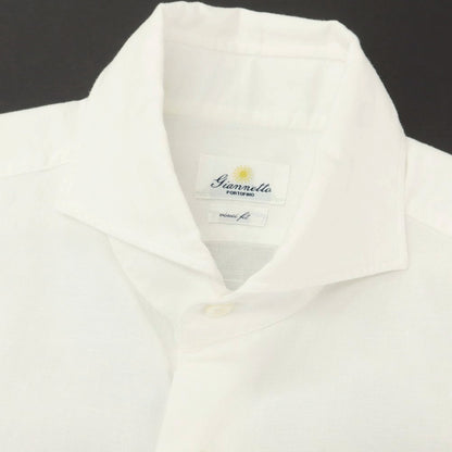 【中古】ジャンネット giannetto コットンリネン ホリゾンタルカラー ドレスシャツ ホワイト【 40 】【 状態ランクB 】【 メンズ 】