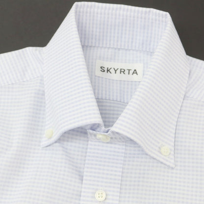 【中古】スキルタ SKYRTA コットンポリエステル ギンガムチェック ボタンダウン ドレスシャツ ブルーグレーxホワイト【 39 】【 状態ランクA 】【 メンズ 】