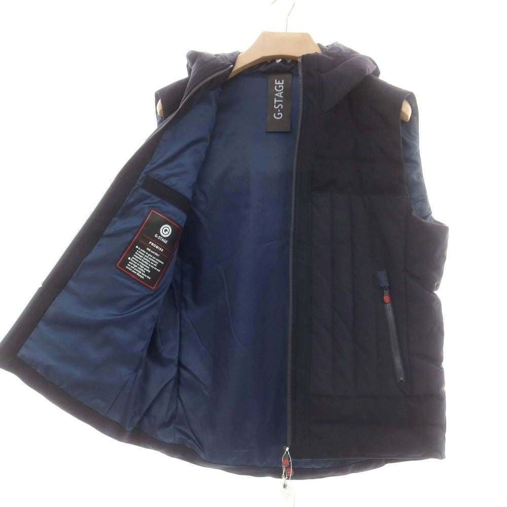 【中古】【未使用】ジーステージ g-stage ポリエステル ダウンベスト ネイビー【 50 】【 状態ランクS 】【 メンズ 】