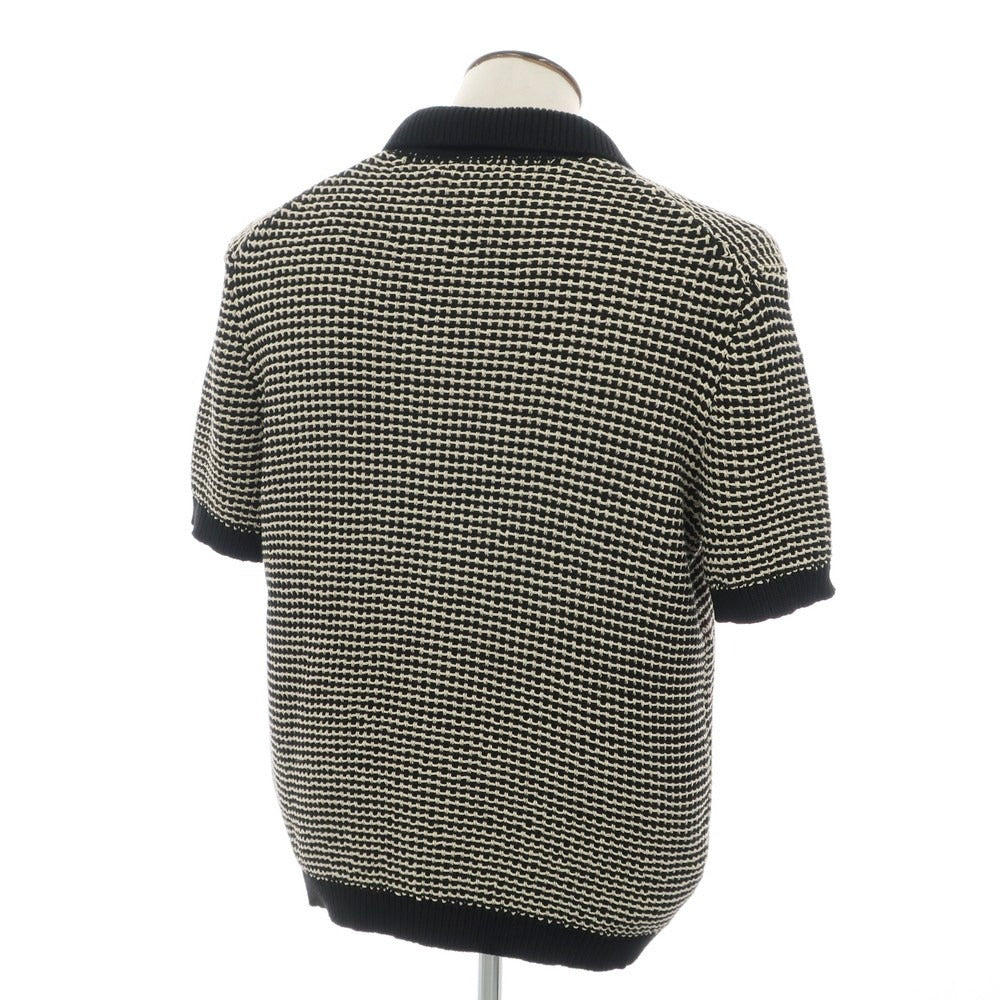 [Used] [Unused] Banana Republic Mid-gauge cotton short-sleeve cardigan, black x light beige [L] [Condition rank S] [Men&