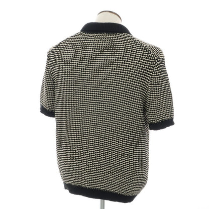 [Used] [Unused] Banana Republic Mid-gauge cotton short-sleeve cardigan, black x light beige [L] [Condition rank S] [Men&