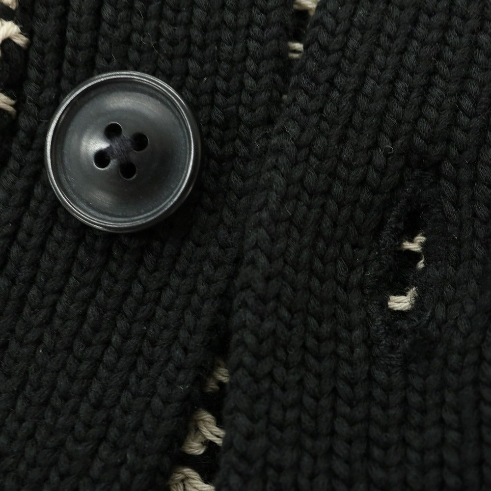 [Used] [Unused] Banana Republic Mid-gauge cotton short-sleeve cardigan, black x light beige [L] [Condition rank S] [Men&
