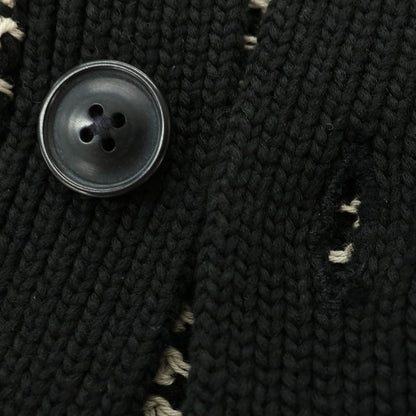 [Used] [Unused] Banana Republic Mid-gauge cotton short-sleeve cardigan, black x light beige [L] [Condition rank S] [Men&