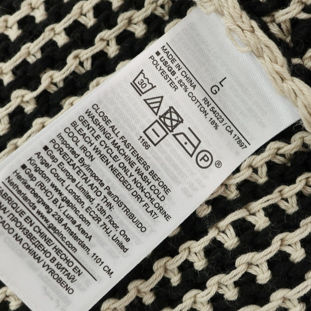 [Used] [Unused] Banana Republic Mid-gauge cotton short-sleeve cardigan, black x light beige [L] [Condition rank S] [Men&