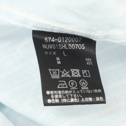【中古】ナノユニバース nano universe リネンコットン ストライプ カジュアルシャツ ライトブルーxホワイト【 L 】【 状態ランクA 】【 メンズ 】