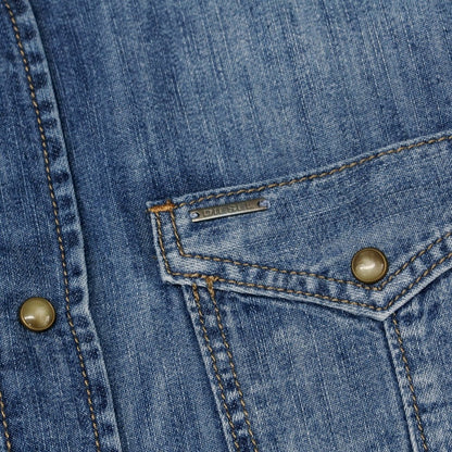 【中古】ディーゼル DIESEL コットン デニム ウエスタンシャツ ネイビー【 L 】【 状態ランクA 】【 メンズ 】