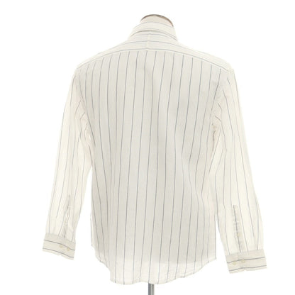 【中古】【未使用】バナナリパブリック Banana Republic リネンコットン ストライプ レギュラーカラー カジュアルシャツ ホワイトxネイビー【 L 】【 状態ランクS 】【 メンズ 】
