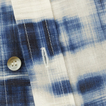 【中古】バナナリパブリック Banana Republic リネンコットン 半袖シャツ ネイビーxベージュ【 L 】【 状態ランクB 】【 メンズ 】