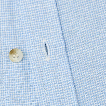 【中古】バナナリパブリック Banana Republic リネンコットン ハウンドトゥース バンドカラー 半袖シャツ ライトブルーxホワイト【 M 】【 状態ランクB 】【 メンズ 】