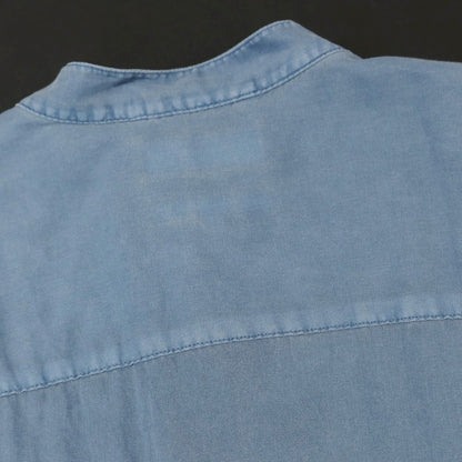 【中古】バナナリパブリック Banana Republic コットン バンドカラー 半袖シャツ スモーキーブルー【 M 】【 状態ランクB 】【 メンズ 】