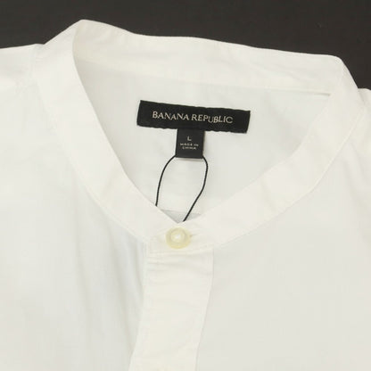 【中古】【未使用】バナナリパブリック Banana Republic ストレッチ コットン バンドカラー カジュアルシャツ ホワイト【 L 】【 状態ランクS 】【 メンズ 】