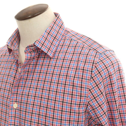 【中古】【未使用】バナナリパブリック Banana Republic コットン チェック レギュラーカラー カジュアルシャツ レッドxブルー【 L 】【 状態ランクS 】【 メンズ 】