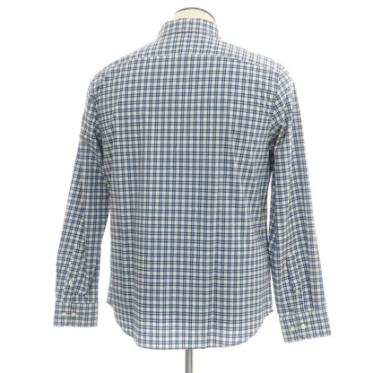 【中古】【未使用】バナナリパブリック Banana Republic ストレッチ コットンポリエステル チェック ボタンダウン カジュアルシャツ ライトアッシュグリーン系xスマルトブルー【 L 】【 状態ランクS 】【 メンズ 】