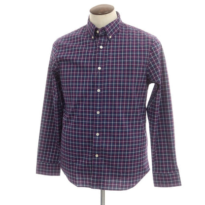 【中古】【未使用】バナナリパブリック Banana Republic ストレッチ コットンポリエステル チェック ボタンダウン カジュアルシャツ ネイビーxパープル【 L 】【 状態ランクS 】【 メンズ 】