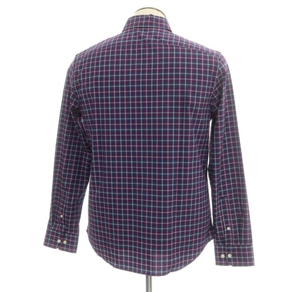 【中古】【未使用】バナナリパブリック Banana Republic ストレッチ コットンポリエステル チェック ボタンダウン カジュアルシャツ ネイビーxパープル【 L 】【 状態ランクS 】【 メンズ 】