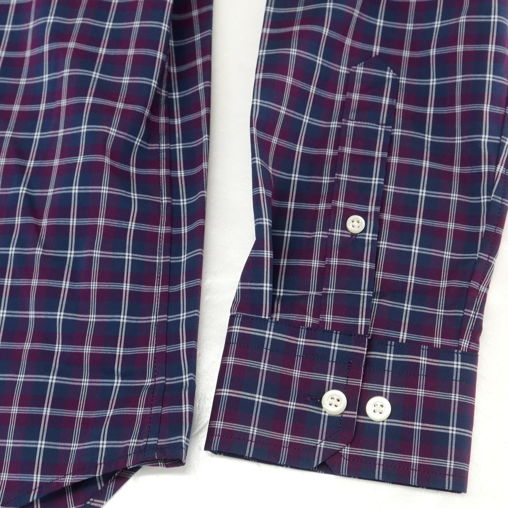 【中古】【未使用】バナナリパブリック Banana Republic ストレッチ コットンポリエステル チェック ボタンダウン カジュアルシャツ ネイビーxパープル【 L 】【 状態ランクS 】【 メンズ 】