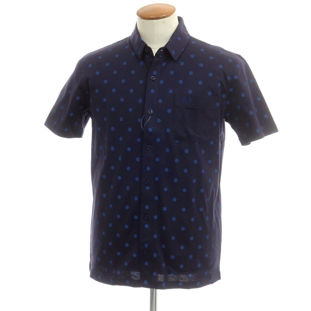 【中古】【未使用】フレッドペリー FRED PERRY コットン ドット ショートカラー 半袖シャツ ネイビー【 M 】【 状態ランクS 】【 メンズ 】