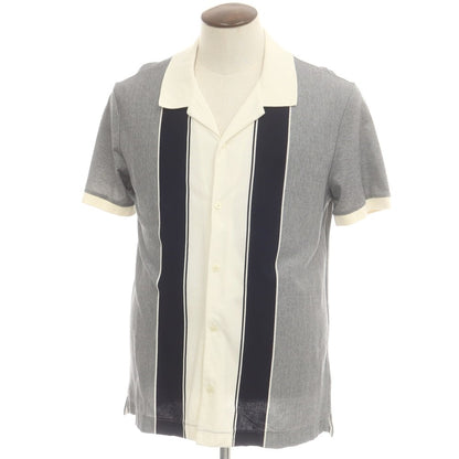 【中古】バナナリパブリック Banana Republic コットン オープンカラー 半袖シャツ ネイビーxアイボリー【 L 】【 状態ランクC 】【 メンズ 】