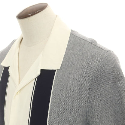 【中古】バナナリパブリック Banana Republic コットン オープンカラー 半袖シャツ ネイビーxアイボリー【 L 】【 状態ランクC 】【 メンズ 】