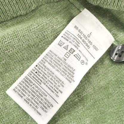【中古】バナナリパブリック Banana Republic ハイゲージ リネンコットン 半袖 ポロニット グリーン【 L 】【 状態ランクB 】【 メンズ 】