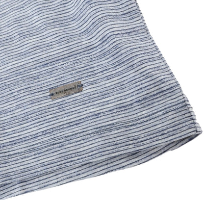 【中古】【未使用】ヒューゴボス HUGO BOSS コットン ボーダー 半袖ポロシャツ ブルー系【 M 】【 状態ランクS 】【 メンズ 】