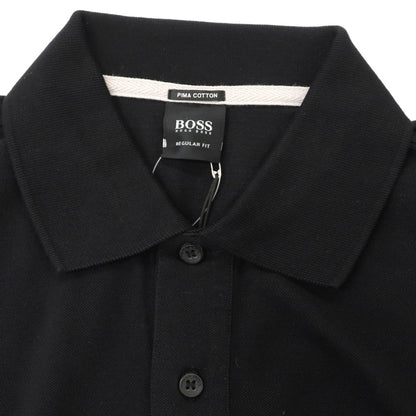 【中古】ヒューゴボス HUGO BOSS ピマコットン 半袖ポロシャツ ブラック【 M 】【 状態ランクA 】【 メンズ 】