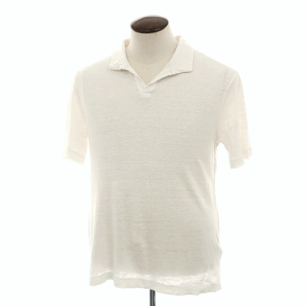 【中古】バナナリパブリック Banana Republic リネン スキッパー 半袖ポロシャツ ホワイト【 L 】【 状態ランクB 】【 メンズ 】