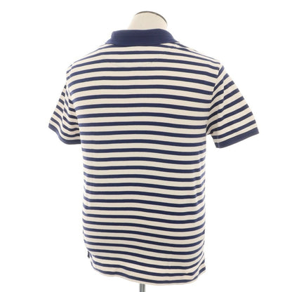 【中古】バナナリパブリック Banana Republic コットン ボーダー スキッパー 半袖ポロシャツ ネイビーxアイボリー【 L 】【 状態ランクB 】【 メンズ 】