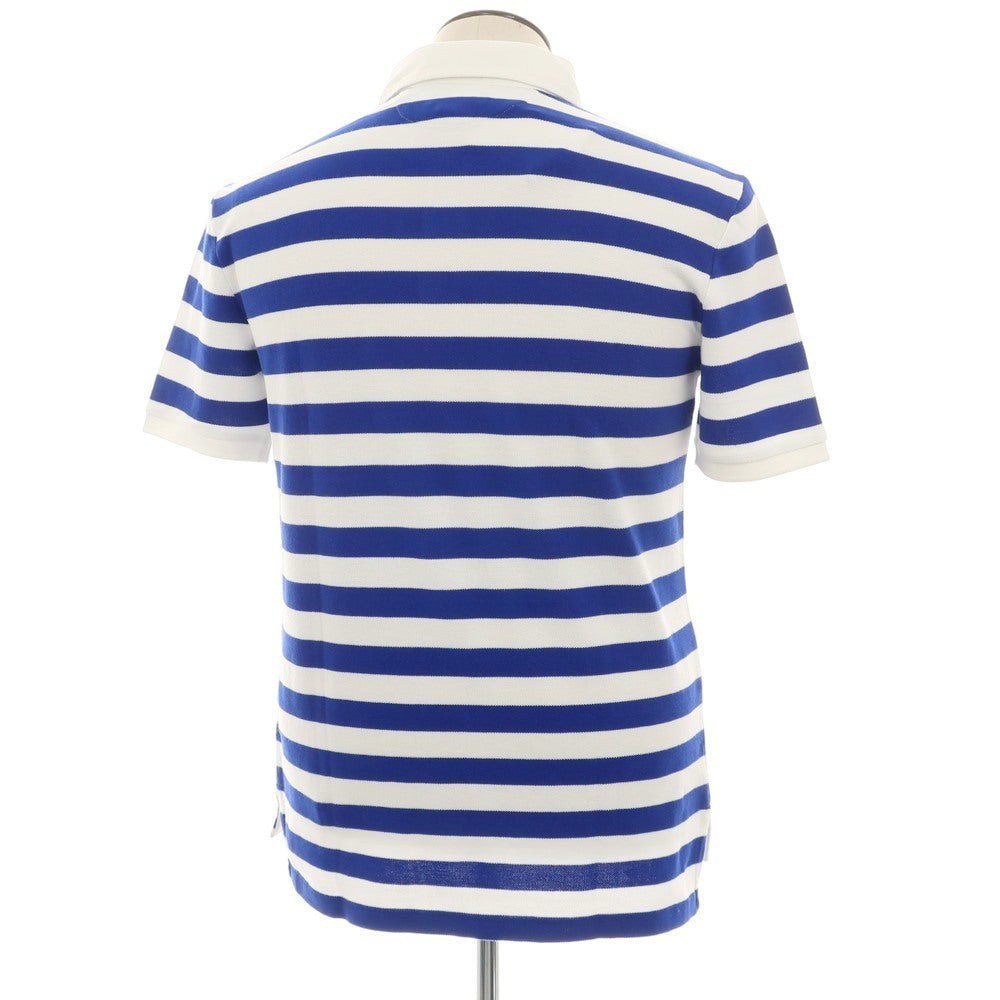 【中古】ポロ ラルフローレン Polo Ralph Lauren コットン 鹿の子 ボーダー 半袖ポロシャツ ロイヤルブルーxホワイト【 XL（18-20） 】【 状態ランクB 】【 メンズ 】