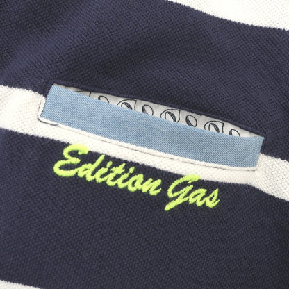 【中古】ガス GAS コットン 鹿の子 ボーダー 半袖ポロシャツ ネイビーxホワイト【 M 】【 状態ランクB 】【 メンズ 】