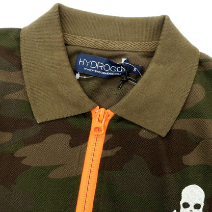 【中古】ハイドロゲン HYDROGEN コットン カモフラ ハーフジップ 半袖ポロシャツ オリーブ【 S 】【 状態ランクA 】【 メンズ 】