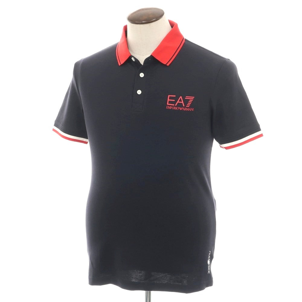 【中古】【未使用】エンポリオ アルマーニ EMPORIO ARMANI ストレッチ コットン 半袖ポロシャツ ネイビーxレッド【 L 】【 状態ランクS 】【 メンズ 】