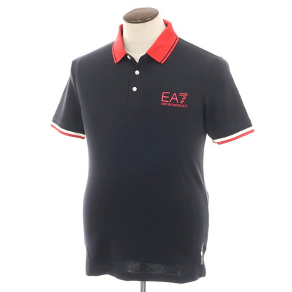 【中古】【未使用】エンポリオ アルマーニ EMPORIO ARMANI ストレッチ コットン 半袖ポロシャツ ネイビーxレッド【 L 】【 状態ランクS 】【 メンズ 】